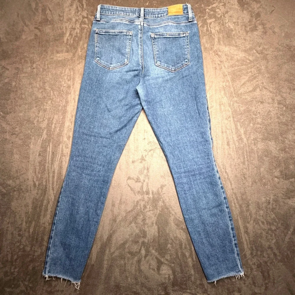 Paige Hoxton Ankle Jeans Women 29‎ Blue High Rise Raw Hem Skinny Stretch Denim